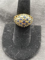 gold over sterling ring w/sapphires, sz 8