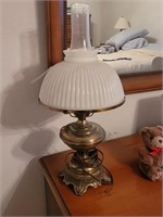 Brass electrified kerosene lamp