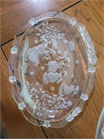Glass cake plate and platters