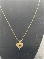 Jeweled heart pendant on chain