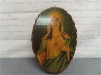 Mother Mary Wooden Hanging Portrait