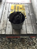 Galvanized Bucket with Miscellaneous Chain