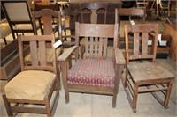 Wooden Rockers (3) and Wooden Chairs (4)