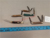 5 vintage pocket knives, imperial, sharleigh,