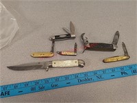 6 vintage pocket knives, imperial, Sabre, wards,