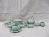 Green Teapot & Dishes