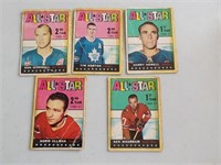 Lot of 5 1967-68 Topps All-Star cards Tim Horton