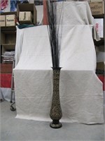 Tall Brass Vase , with Stick Decor