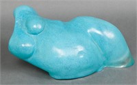 Turquoise Art Glass Nude Torso Modern Sculpture