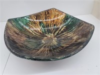 Black, Teal, and Gold Ceramic Decorative Bowl