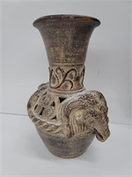 Gorgeous Detailed Ornate Elephant Vase Very Heavy