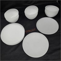 Frosted glass plates and bowls