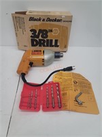 Black & Decker 3/8" Drill in original box w/ bits