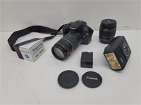Canon EOS 1100D Digital Camera w/ 3 lenses & flash