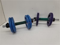 16.5lb & 8.9lb Dumbells (4) 5lb (4) 2lb weights