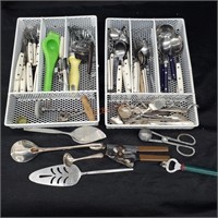 Large assortment of silverware/kitchen utensils
