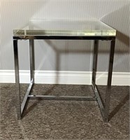 ACRYLIC TOPPED CHROME SIDE TABLE