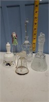 Group of crystal/glass and Coalport bells