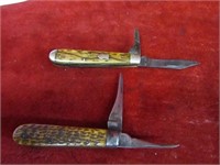 (2)Antique bone scale pocket knives.