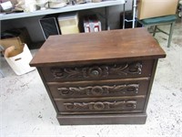 Vintage wood record album cabinet.