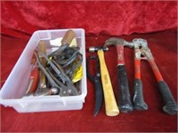 Flat of Mis tools. Hammer, drivers, more.