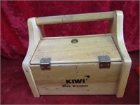 Vintage wood shoe shine box. Kiwi groomer.