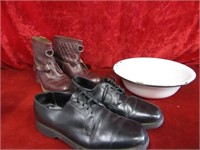 10D Leather boots, 9.5 dress shoes,