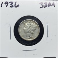 1936 MERCURY SILVER DIME