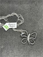 Beautiful Diamonds & S.S. Necklace Butterfly Pend