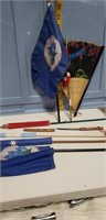 Flags, knife, fan various countries