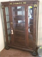 VINTAGE CARVED OAK CURIO CABINET