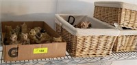 GROUP LOT- CATS FIGURINES, BASKETS, MISC