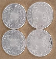 (4) One Ounce Silver Rounds: Sunshine Mint #1