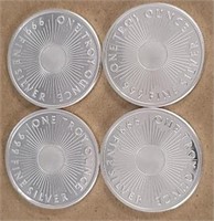 (4) One Ounce Silver Rounds: Sunshine Mint #2