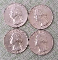 (4) U.S. Washington Quarters: 90% Silver