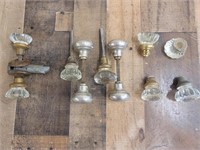 (6) Sets Of Antique Crystal Knob & Brass Doorknobs