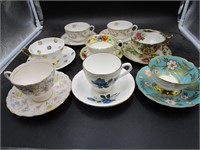 Eight Cup and Saucer Sets Lot