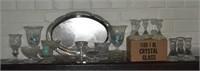 Large Lot of Clear Glass Tablewear & Serving Tray