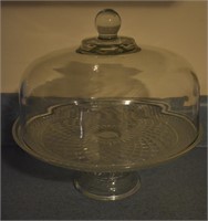 Vintage Cake Stand w/ Glass Dome - Chipped