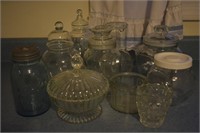 Large Lot of Glass Candy Dishes & Jars