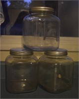 3 pcs. Large Glass Storage Canister Jars