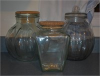 3 pcs. Large Glass Storage / Candy Jars