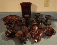 Large Lot of Ruby Red & Cranberry Glass - Fenton