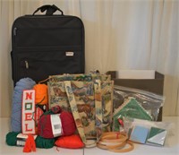 Yarn & Crafting Supplies w/ Tote Bag & Suitcase