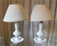 Pair of Milk Glass Desk / Bed-side Lamps - Work