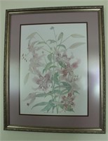 Signed & Framed Asiatic Lily Flower Print