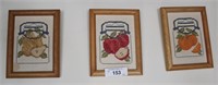 3 pcs. Vintage Framed Cross-stitch Art - Fruit