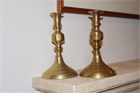 Pair of brass candlesticks, 9 inch tall