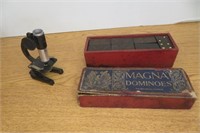 Vintage Domino's & Vintage Small Microscope
