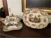 C. 1830 Ridgeway Villa Stoneware Platter & Tureen